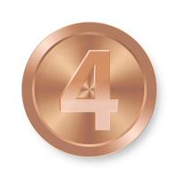 moneda de bronce con el concepto número cuatro de icono de internet vector