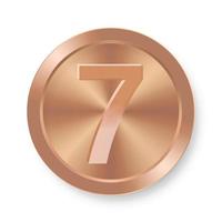 Bronze coin with number seven Concept of internet icon vector