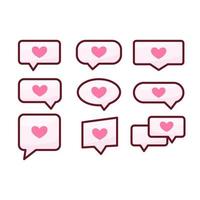 conjunto de vectores de mensajes de chat del día de san valentín