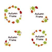 Set of autumn frames, with autumn leaves, vector frames, on a white background