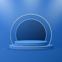 Podiums for product presentation, blue, white podium, blue background. vector