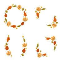 Set of autumn frames, with autumn leaves, vector frames, on a white background