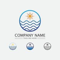 Icono de onda y gota de agua, diseño de ilustraciones vectoriales, logotipo empresarial vector