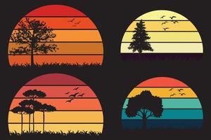 Vintage retro sunset graphics. Retro, Vector Free Vector