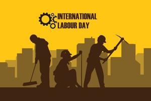 Illustration Vector Design Of World Labour day 1 May with Grunge Background.