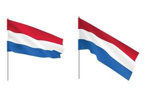 Netherlands flags. Set of national realistic Netherlands flags. vector