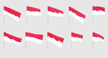 Monaco flags. Set of national realistic Monaco flags. vector