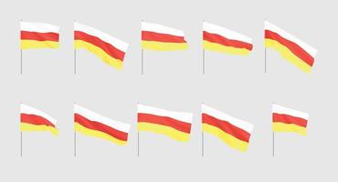 South Ossetia flags. Set of national realistic South Ossetia flags. vector