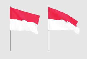 Monaco flags. Set of national realistic Monaco flags. vector