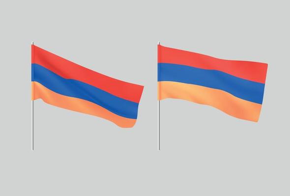 Armenian flags. Set of national realistic flags of Armenia.