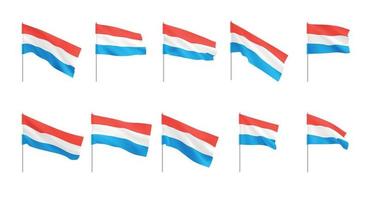 Luxembourg flags. Set of national realistic Luxembourg flags. vector