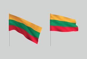 Lithuania flags. Set of national realistic Lithuanian flags. vector