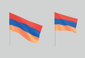 banderas armenias. conjunto de banderas nacionales realistas de armenia. vector