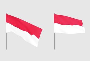 Monaco flags. Set of national realistic Monaco flags. vector