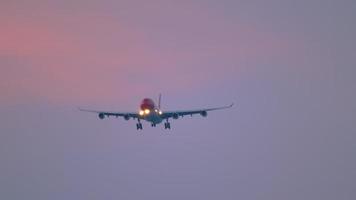 Widebody airplane approaching before landing
