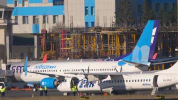 Airplanes on the airfield, morning video