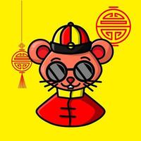mouse chinese zodiac sign symbol logo mascot on lunar new year vector