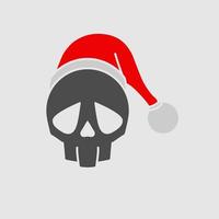 Skull wearing a santa hat for christmas vector illustration. Vintage Background With Typography and Elements