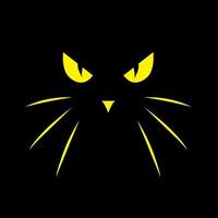 diseño de logotipo de ojo de gato. ojos de un gato amarillo en la oscuridad para el feliz fondo de halloween vector
