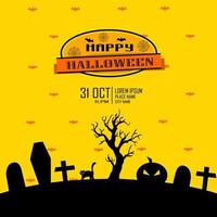 Happy Halloween Background vector illustration. Spooky monster poster design