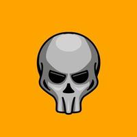 Skull logo, icon or illustration, vector of skeleton. Mascot design wallpaper with grey background on Halloween festival