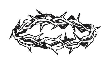 Crown of thorns hand drawn illustration on white background. vector