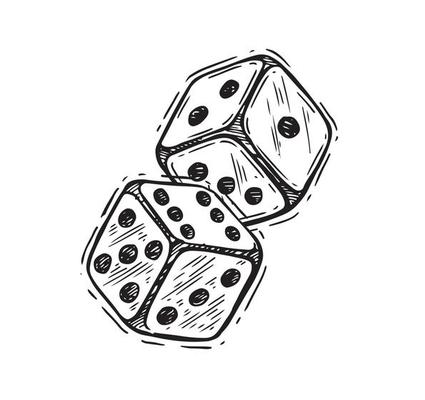 Dice hand drawn vector illustration