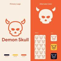 elegant line skull logo concept template vector