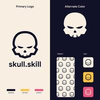 elegant line skull logo concept template vector