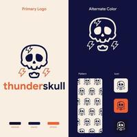 elegant line skull logo concept template vector