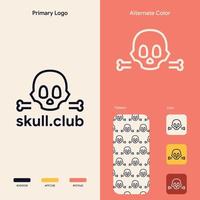 elegant line skull logo concept template vector