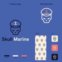 elegant line skull logo concept template vector