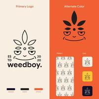 elegante concepto de logotipo de hierba de marihuana vector