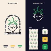 elegante concepto de logotipo de hierba de marihuana vector