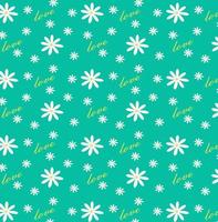 A seamless pattern with chamomiles on mint background, vector illustration, eps 10