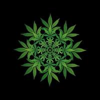 Vector illustration of green marijuana circular on a black background. Cannabis logo