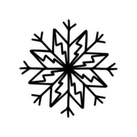 Vector hand drawn snowflake isolated on white background icon. Merry Christmas and Happy New Year typography elements. Doodle vintage element for seasonal design, decoration, greeting cards.