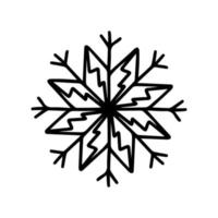 Vector hand drawn snowflake isolated on white background icon. Merry Christmas and Happy New Year typography elements. Doodle vintage element for seasonal design, decoration, greeting cards.