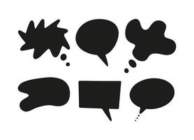 Speech, thought, speaking hand drawn text bubbles set. Talk clouds sketching. Doodle balloon shape. Drawn with a brush-pen in sketch style. Blank empty black speech bubble. Clouds. Stickers for tasks vector