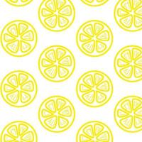 fondo de limones frescos, iconos dibujados a mano. vector de papel tapiz colorido. patrón sin fisuras con la colección de frutas frescas. ilustración decorativa, buena para imprimir. símbolo del verano. estilo garabato.