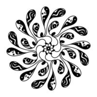 mandala de tela de araña dibujada a mano aislada sobre fondo blanco. lindo garabato calamar, pulpo, tentáculos, extraterrestre, aster, crisantemo, atrapasueños. página para colorear para adultos y niños. libro antiestrés vector