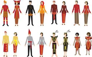 Indonesian Traditional  Dress Set Vector