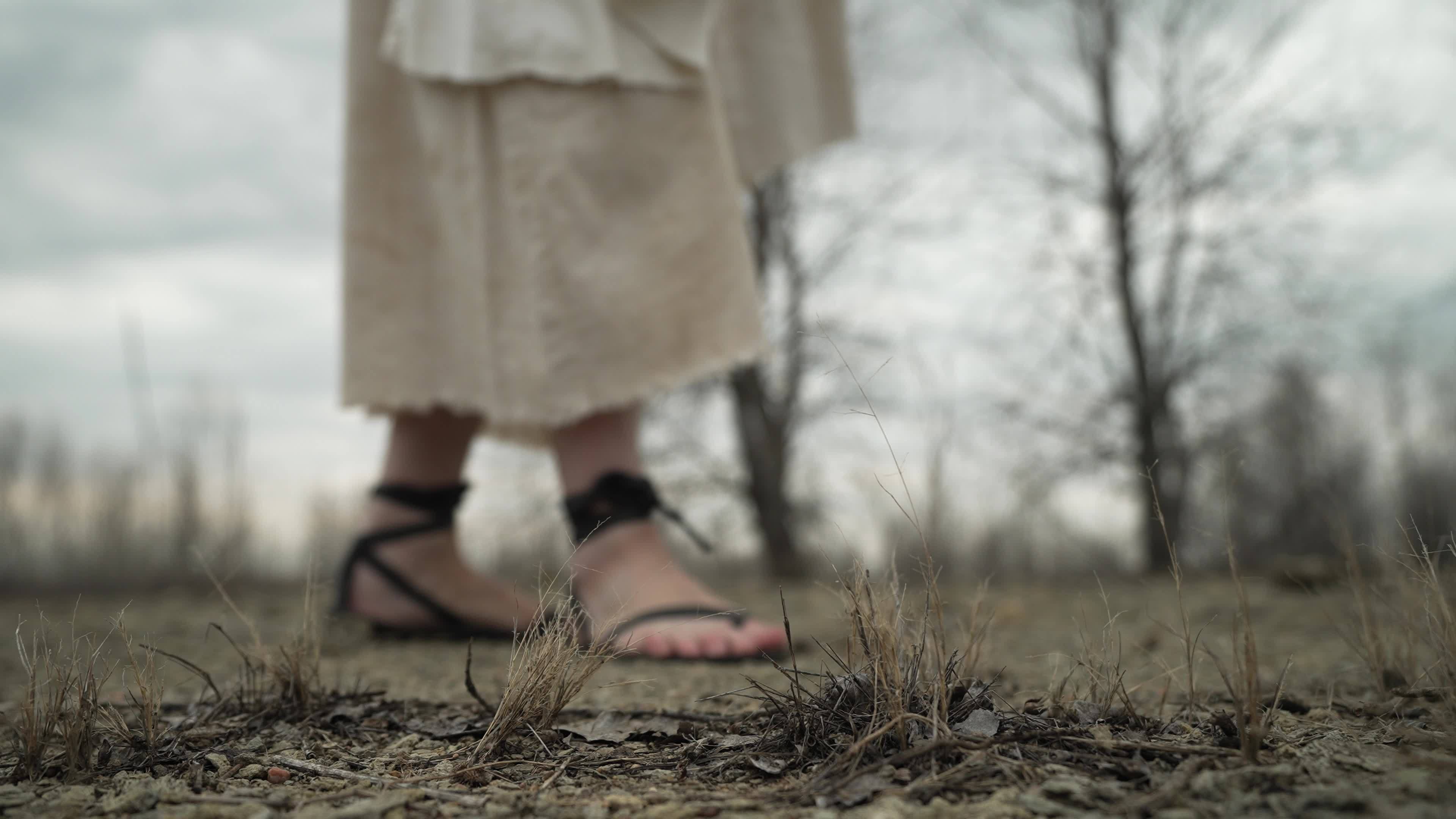 Feet of Jesus Christ Or Christian Bible Prophet Walking 7538606 Stock