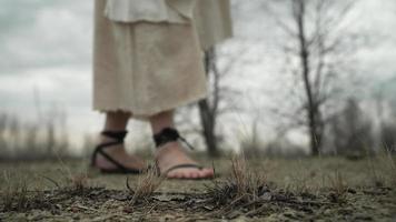 Feet of Jesus Christ Or Christian Bible Prophet Walking video