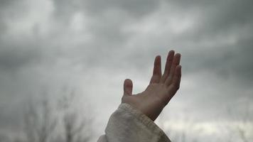 Praying Religious Christian Man Raises Hand To Heaven video