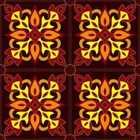 Square pattern in rich bright yellow-red colors. Tile design. vector