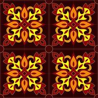 Square pattern in rich bright yellow-red colors. Tile design. vector