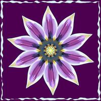 Large purple daisy flower in a frame on a violet background. Gazania. vector