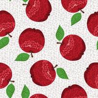 Apples in mosaic style with small polygonal shapes. Fruit seamless vector pattern.