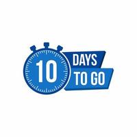 10 Day to go. Countdown timer. Clock icon. Time icon. Count time sale. Vector stock illustration.